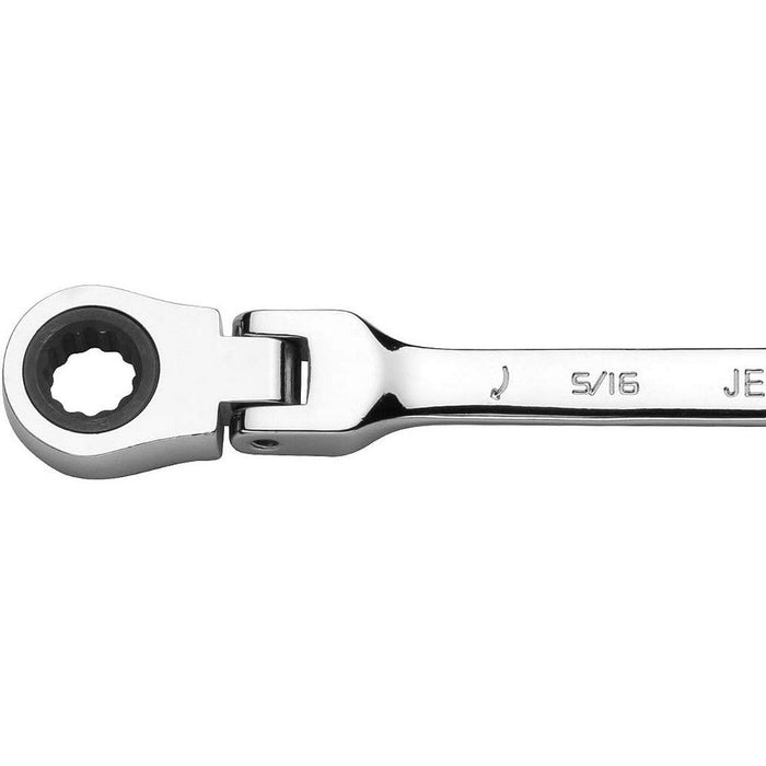 Jetech 5/16 Inch Flexible Head Gear Wrench, Industrial Grade Flex Ratcheting Spanner Made with Forged, Heat-Treated Cr-V Alloy Steel, Full Polished 12 Point Flex-Head Ratchet Combination Wrench, SAE